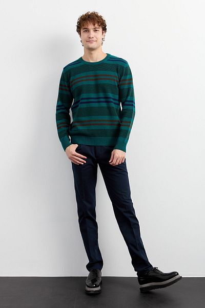 Desen Triko Pulover de lână clasic cu dungi colorate pentru bărbați K.Ö.başı
