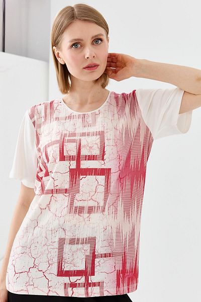 Desen Triko Women's Crew Neck Stoned Combed Cotton T-shirt Bone