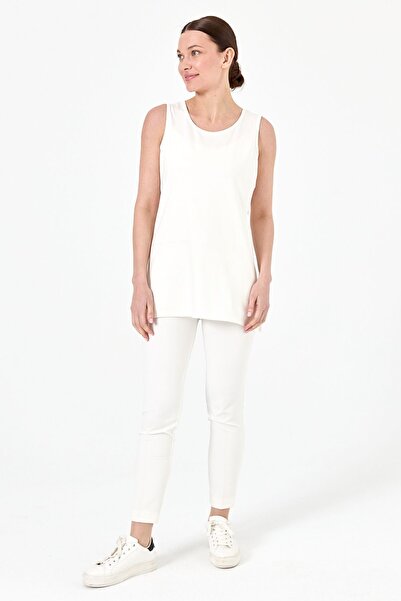 Desen Triko Women's Strappy Combed Cotton T-shirt Bone