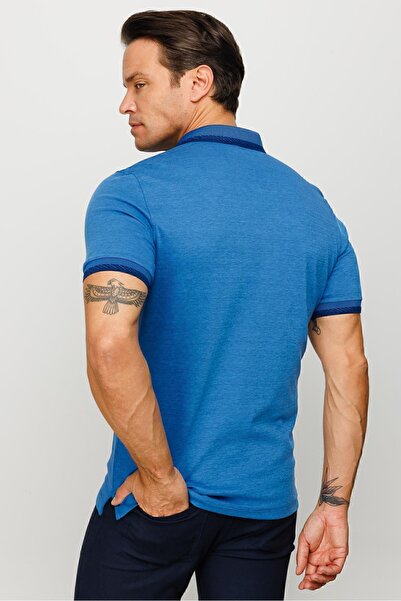 Desen Triko Ανδρικό μπλουζάκι με γιακά πόλο και πλεκτό μανίκι με τσέπη Saks