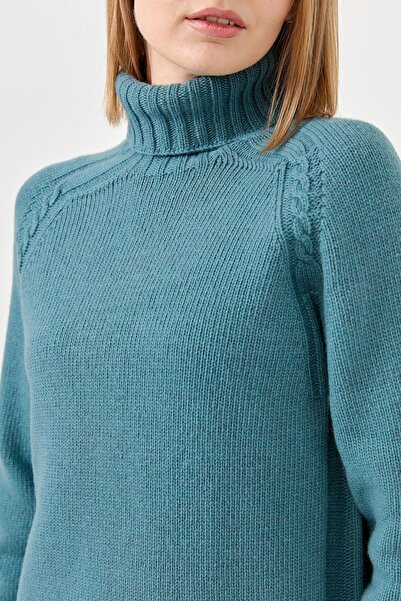 Desen Triko Γυναικείο μάλλινο πουλόβερ M.green Shoulder Braided Full Turtleneck