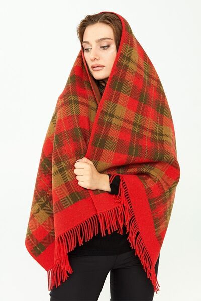 Desen Triko Şal tricolore pentru femei Coral