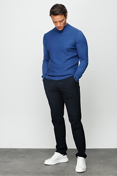 Desen Triko Чоловічий напіврибальський комір з візерунком у вигляді сот Казак Індіго