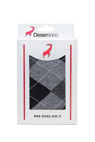 Desen Triko Мъжки памучни чорапи до глезена с ромбовиден мотив, сиви