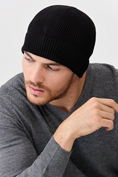 Desen Triko Чоловіча вовняна шапка чорна