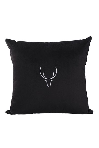 ÖZENEV 43X43 Christmas Throw Pillow Cover Black Background White Embroidered Minimal Deer Pattern Christmas New Year