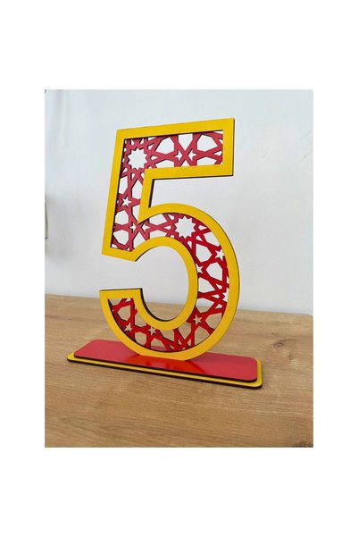 WoodenZoo 5 Years Old Birthday Table Decor (Galatasaray Themed Yellow-Red)