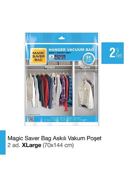 Magic Saver Bag Συσκευασία με 2 Xlarge κρεμαστές τσάντες κενού