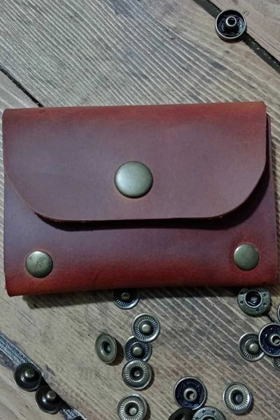 Z ZDK Leather Craft Mysun - Seamless and Snap Fastener Minimal Card Holder Wallet