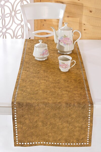 ÖZENEV Evine Özen Eliza Runner Amerikan Servis Masa Örtüsü 40x140 cm Altın