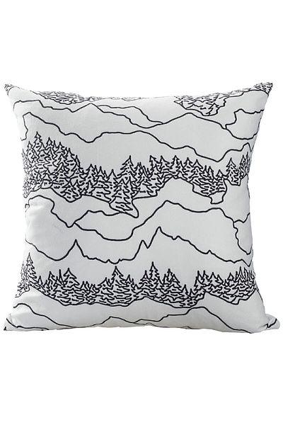 ÖZENEV 43X43 Christmas Throw Pillow Cover White Black Christmas Happy New Year Christmas Tree New Year Pine Tree