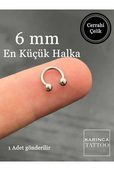 Karınca Piercing 6 mm Half Ring Ear Cartilage Tragus Forward Helix Rook Piercing - Smallest