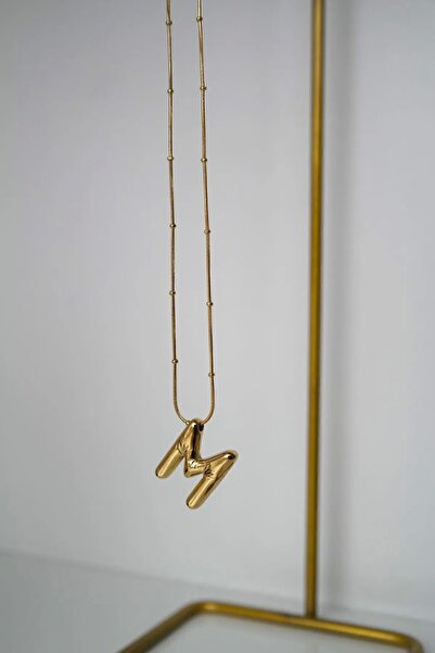 doi aksesuar Çelik Balon Harf Kolye M Harfi