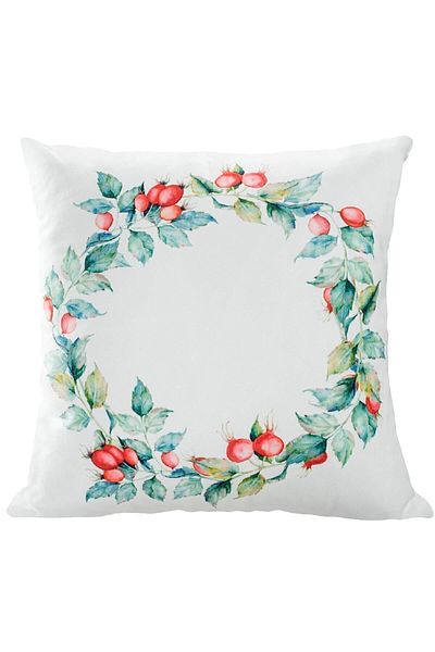 ÖZENEV 43X43 Christmas Throw Pillow Cover White Green Easter Pattern Crown Floral Gift New Year