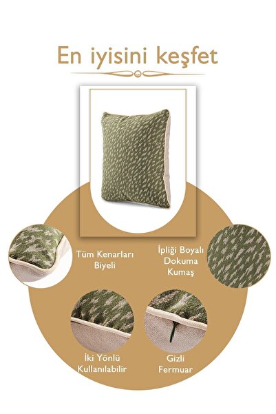 ÖZENEV 43x43 Special Design Υφαντό κάλυμμα μαξιλαριού ριχτάρι - Κρυφό φερμουάρ, Διακοσμητικό Σαλόνι Σωληνώσεων