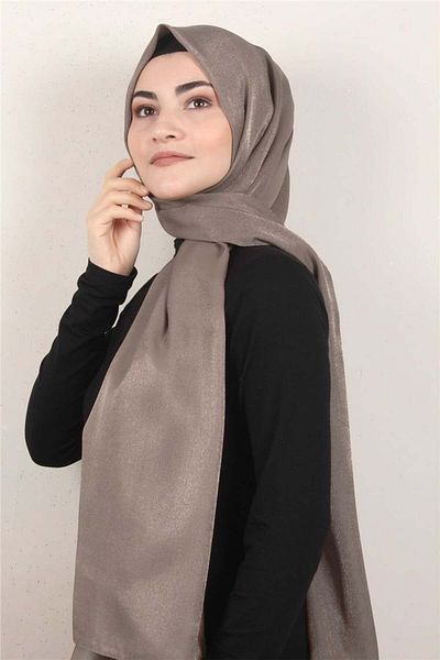 PİRAMİT Milky Brown Colored Amber Glitter Shawl - 4000-55