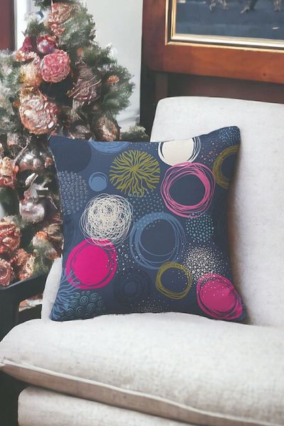 ÖZENEV Velvet 43x43 Cm Throw Pillow Cover Decorative Soft Living Room Ring Sea