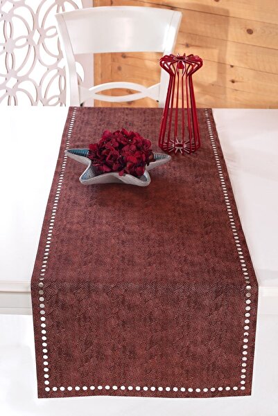 ÖZENEV Evine Özen Bordo Eliza Runner Amerikan Servis Masa Örtüsü 40x140 Cm