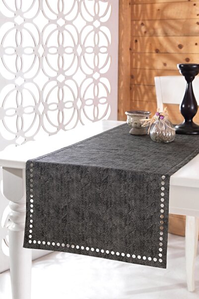ÖZENEV Eliza Antrasit Runner Amerikan Servis Masa Örtüsü 40x140 cm