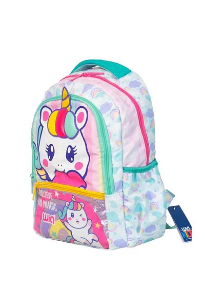 Wia Turquoise Unicorn School Backpack - 3 Compartments