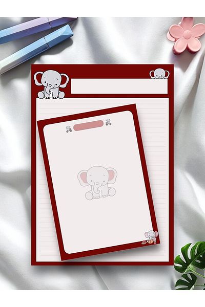 Mirya Notes A4-A5 Elephant Patterned 2-Piece Notepad Set - Notepad and Notepad