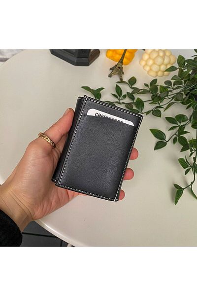 Modica Unisex Black Mechanized Wallet Card Holder Rfid Protected Gift Boxed Mechanized Card Holder |   Laura