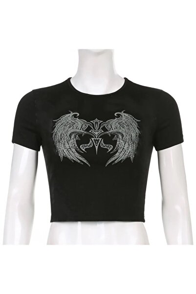 Le Savu Sevunera Winged Diamond με τύπωμα Μαύρο Χρώμα Crop