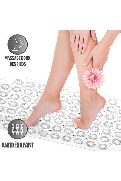 isgstore Main Shop Bath Math Μπάνιο & Ντους Αντιολισθητικό Λευκό Χρώμα Μασάζ Μοντέλο Μπάνιο Πατάκι M-142