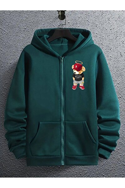 Jakinta Outdoors Erkek Kadın Unisex Oversize Rahat Kalıp Baskılı Fermuarlı Ka...