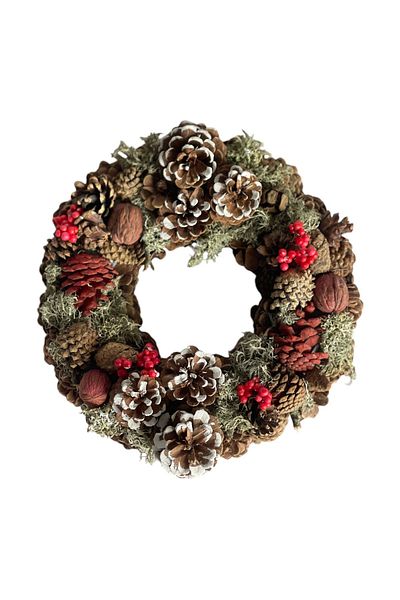 ART PINE Natural Oak Moose Bubble Door Decoration Wreat Christmas 30cm