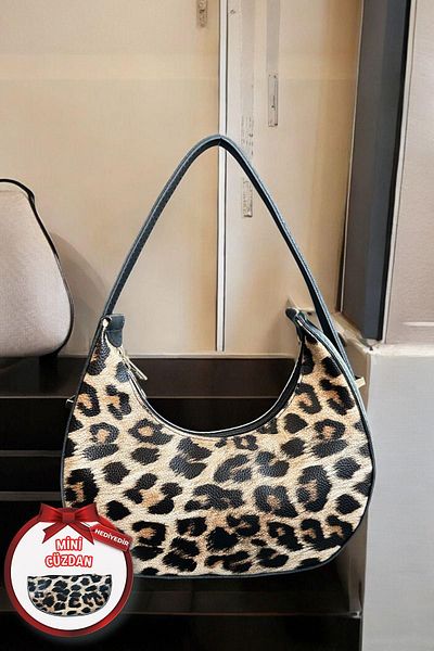BAHELS Μίνι γυναικείο πορτοφόλι με Leopard Print - Τσάντα χειρός και ώμου μπαγκέτας με δώρο