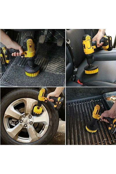 isgstore Main Shop 3Pcs Drill Bit Mounted Car Brush Auto Seat Mat Tire Washing Cleaning M-1869