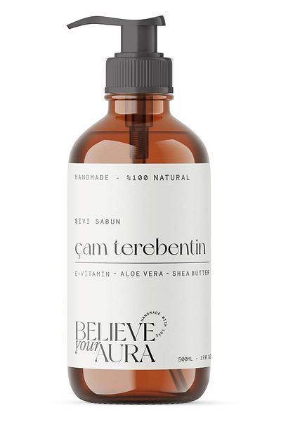 Believe Your Aura 500 ml Natural Pine Turpentine Oil - E-Vitamin Aloe Vera and Shea Butter Additive Soap