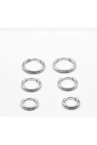 My Home Carpet Stainless Steel Earrings - 6 Pieces Hoop Set