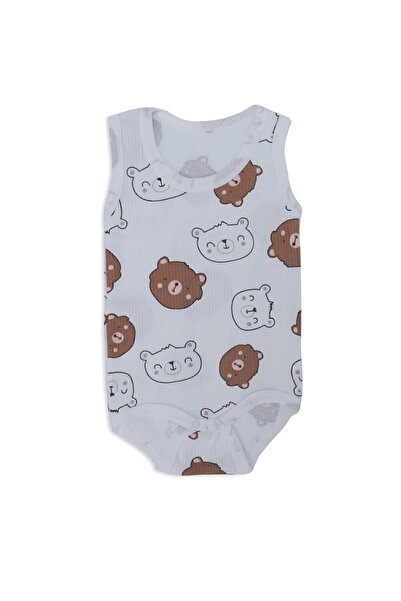 Bebelop Unisex Baby Report Snap-On Teddy Bear Heads Bodysuit Badi