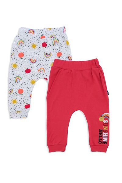 Bebelop Unisex Baby Kids Rainbow Pattern Single Bottom Sweatpants Set of 2