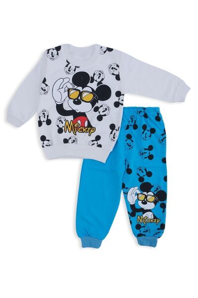 Bebelop Erkek Çocuk Mickey Mouse Gözlüklü Baskılı 2'Li Alt Üst Takım