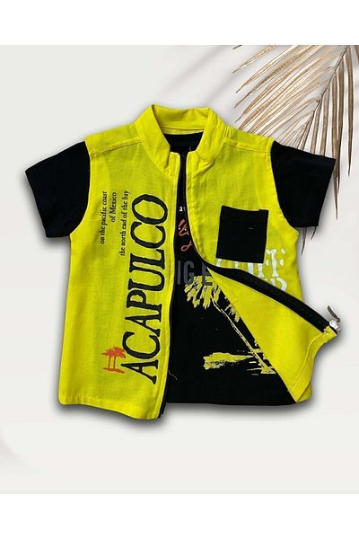 Bebelop 3 Piece Boy's Jeans Trousers Suit with Vest