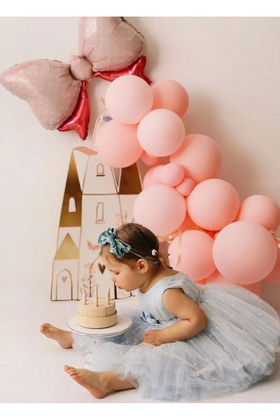 Çemrek Süs Parti Pink Bow Foil Balloon and Mini Pink Balloon Chain Set 51 Pieces