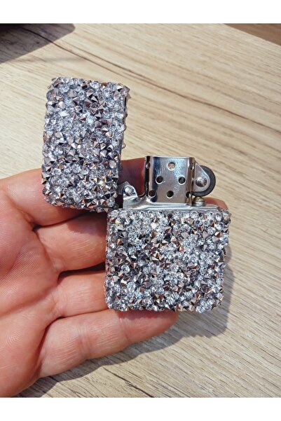 NESGIFT Gümüş Sivri  Taşlı Zippo Çakmak