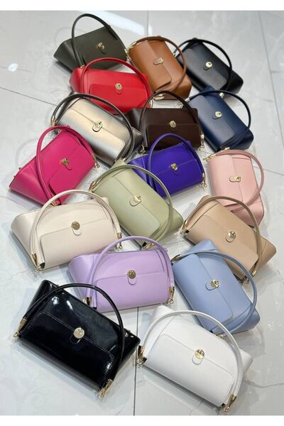 SHIKIRTI Geantă de umăr pentru femei cu capac auriu - Închidere cu blocare