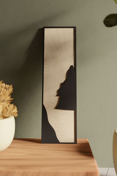 acargrafik Masă de lux din lemn cu design decorativ de peisaj de munte