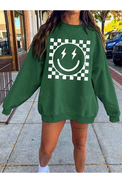 FAVORİST Φούτερ Crew Neck Oversize - DAMALI SMİLE Printed