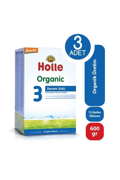 Holle Organik Devam Sütü 3 600 Gr - 3'lü Paket