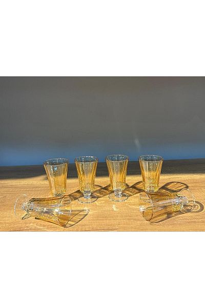 Paşabahçe PAŞABAHÇE Diamond Footed 6-Piece Water Glasses - 130 ML Coffee Side