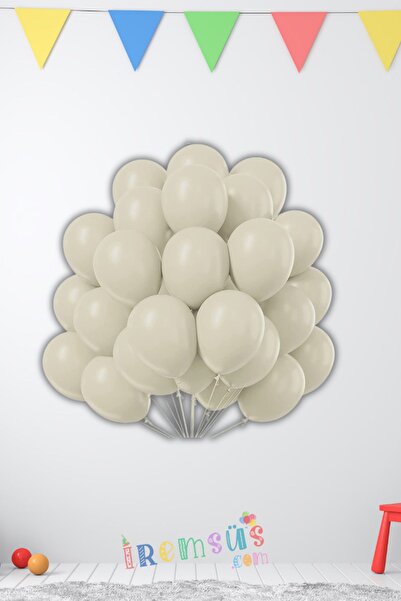 mypartyready Kum Beji Rengi Lateks Pastel Renk Balon 12" Krem 10 Adet Retro T...