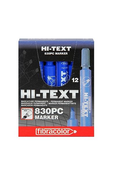 Hi-Text Blue Permanent Marker - 830pc Cut Point, 12 Piece Felted Pen