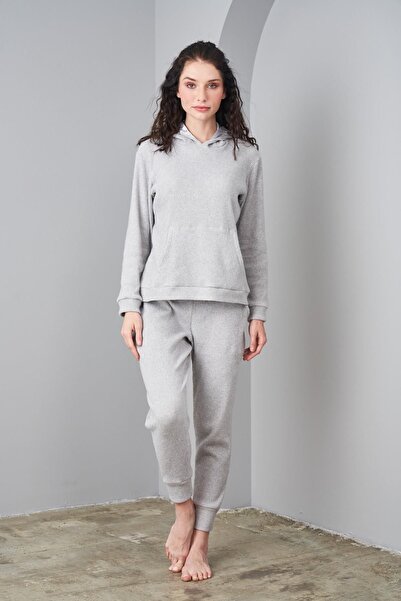 PJS 24577 Kadın Kapüşonlu Yumoş Spor Takım