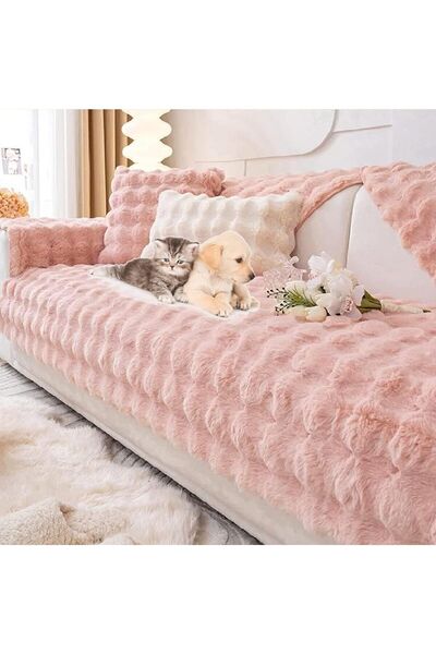 BALADI HOME Kalın Peluş Baklava Desen 3.3.1.1 Koltuk Örtüsü Sadece Oturma Alanı (4 PARÇA 2 BÜYÜK 2 KÜÇÜK)