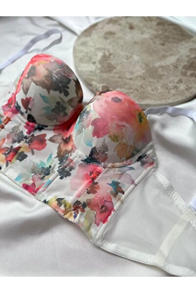 Dominant Çiçek Baskılı Korseli Büstiyer Takım